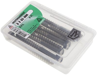 Deltafix - Houtdraadbout 8x60mm rvs 10st