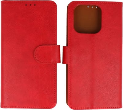 Zakelijke Book Case Telefoonhoesje - Portemonnee Hoesje - Geschikt voor de iPhone 16 Pro - Rood