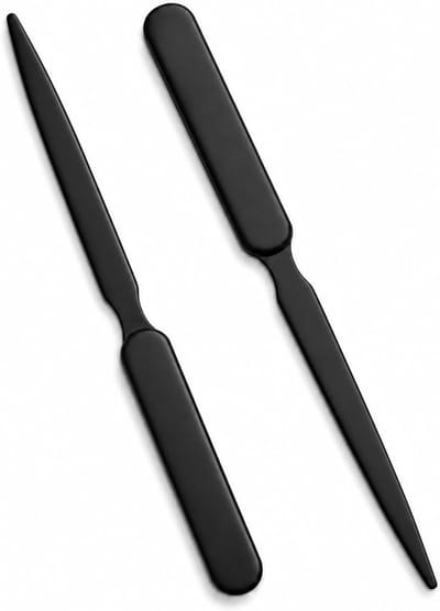 Elegante brievenopener set van 2, roestvrij staal, scherpe en soepele opening voor kantoor, thuis en school, zwart