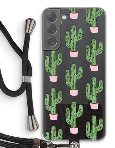 Case Company® - Hoesje met koord geschikt voor Samsung Galaxy S22 Plus hoesje met Koord - Cactus Lover - Telefoonhoesje met Zwart Koord - Bescherming aan alle Kanten en Over de Schermrand