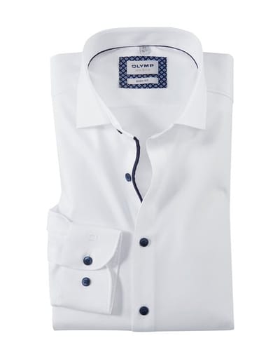 OLYMP Level 5 body fit overhemd - twill - wit - Strijkvriendelijk - Boordmaat: 37