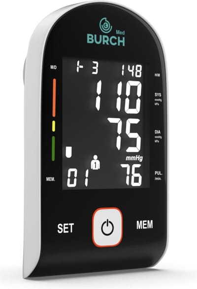 BURCH Med Bovenarm bloeddrukmeter - Bloeddrukmeters - ZWART - 2 persoons 90x opslaan - 22-42cm manchet - Met batterijen - USB-C - Voldoet aan WHO eisen