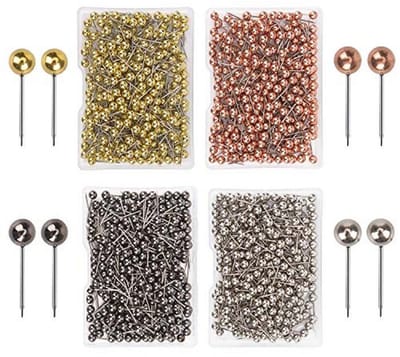 1000 stuks punaises voor kurkbord en fotoborden - Ronde metalen kop pushpins in felle kleuren