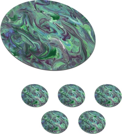 Onderzetters voor glazen - Rond - Abstract - Marmer print - Verf - Patronen - 10x10 cm - Glasonderzetters - 6 stuks