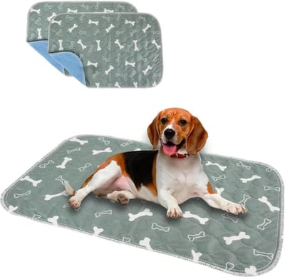 Wasbare herbruikbare trainingsonderleggers puppy-trainingpads antislip absorberend hondenplastieken 90 x 80 cm 2 stuks L-grijs