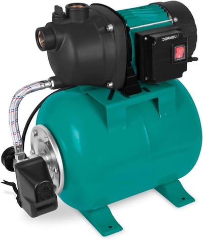 Waterdrukpomp met drukschakelaar - Hydrofoorpomp Automatische pomp - Tuin sproeien - Met 19L tank - 800W 3300l/h - Turquoise