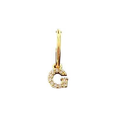 New Bling 9NB 906G Zilveren Oorring met letterhanger - Zirkonia - G - Half Paar - Goudkleurig