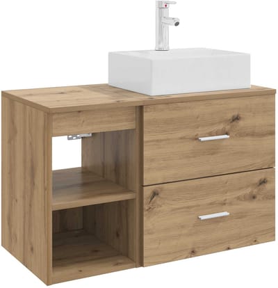 vidaXL - Badkamermeubel - Set - 2 - st - Artisanaal - eiken - Bewerkt - hout