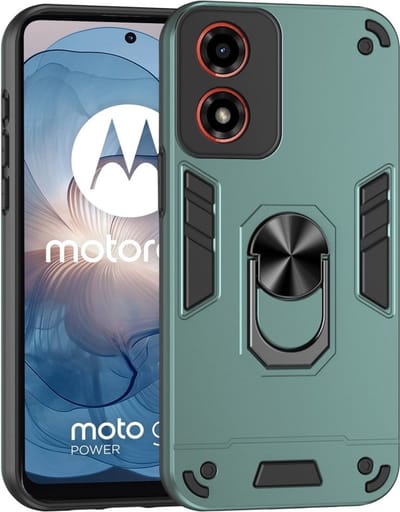 Coverup Hoesje - Geschikt voor Motorola Moto G04(s) / G24 / E14 Hoesje - Coverup Ring Kickstand Back Cover - Groen