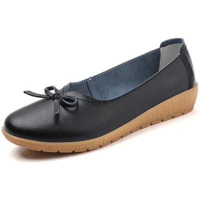 Ballerines plates pour femmes en cuir de vachette véritable mocassins respirants ballerines bateau mocassins décontractés pour femmes blanc cassé 40 noir