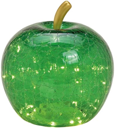 Appel met 30 LED's, met timer, gemaakt van glas donkergroen (B/H/D) 22x24x22cm