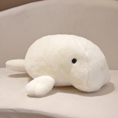 Kawaii Zeekoe Pluche Speelgoed Schattige Anime Dugong Knuffelpop Levensgetrouwe Zee Koe Simulatie Zacht Pluche Cadeau 40cm wit