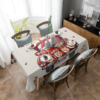 Valentijnsdag Liefde Dwerg Roos Truck Tafelkleed Vakantie Decor Waterdichte Rechthoekige Tafelkleden Bruiloftsdecor Tafelkleed 4pcs 33x48 Table mat gray