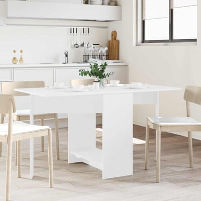 vidaXL - Eettafel - 138 - x - 70 - x - 73,5 - cm - Bewerkt - hout - Wit - Rechthoekig