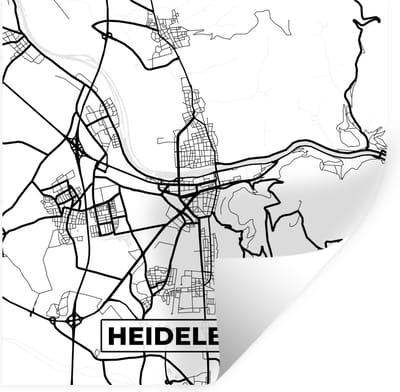 Muurstickers - Sticker Folie - Plattegrond - Kaart - Heidelberg - Stadskaart - 100x100 cm - Plakfolie - Muurstickers Kinderkamer - Zelfklevend Behang XXL - Zelfklevend behangpapier - Stickerfolie