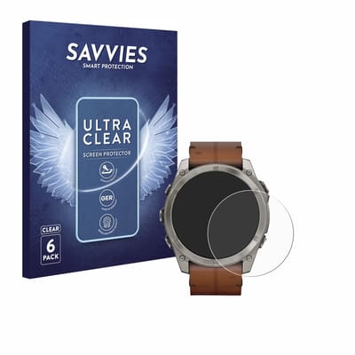 Savvies - Screenprotector voor Garmin Fenix 8 / 8 Pro / 9 (51 mm) - Folie Beschermfolie transparant 6 Stuks