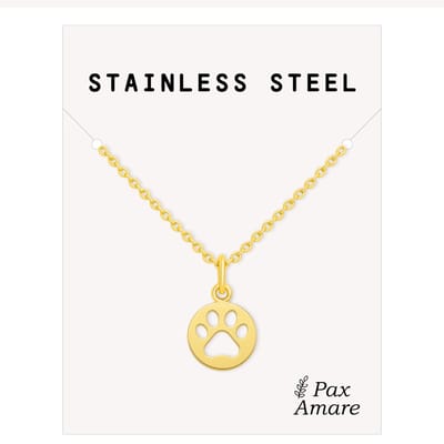 Hondenpootjes Ketting Goudkleurig - Schattige Pootjes Ketting - Roestvrij Staal / Stainless Steel - 45cm + 5cm verstelbaar - Pax Amare