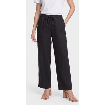 ARKET Ludvig Linen Trousers Black Maat: XS | Wijde Broeken Outlet | Dames | Zwart