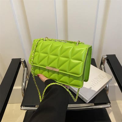 Effen Kleur Ruitsteek Handtas Textuur Tas Nieuwe Kleine Tas Dames Crossbody Tas Geplooide Kleine Vierkante Tas yellow