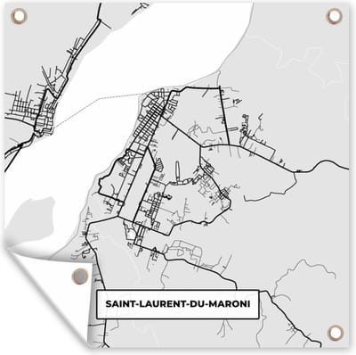 Tuin poster Frankrijk – Plattegrond – Kaart – Saint-Laurent-du-Maroni – Stadskaart - 200x200 cm - Tuindoek