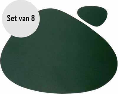 Krumble Placemat en onderzetter - 8 stuks - Design placemat set met onderzetter - Groen