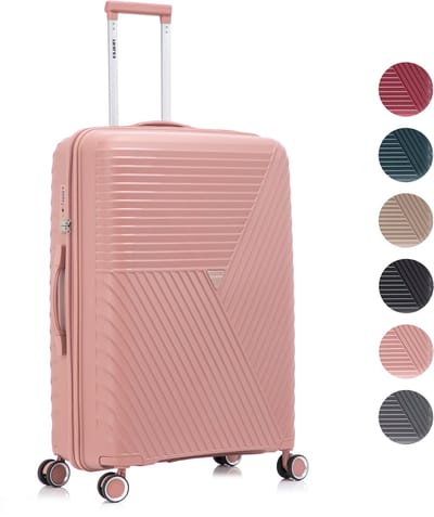 TRALEX - Voyager - Grote koffer - 97L - 76x49x29cm - Polypropyleen - Harde schaal - TSA-slot - Lichtgewicht - Flexibel - Duurzaam - Stille (rubberen) wielen - Dubbele Spinner-wielen - Dusky Rose