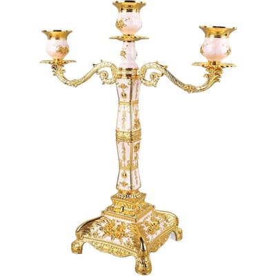 Metalen Armen Kandelaar Europese Stijl Retro Kaarsenstandaard Romantische Kaarsenhouder Decoratie voor beige