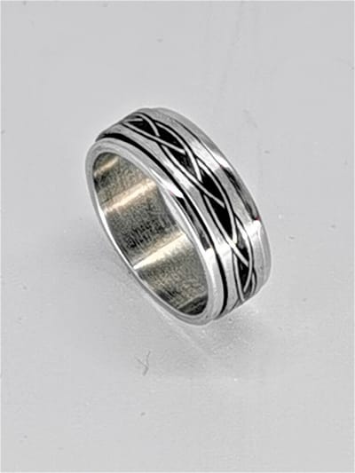 RVS - Ring - Anxiety - tattoo tribale band - maat 22 - ( Met een Anxiety ring kun je je gedachten verzetten en weer even tot rust komen.