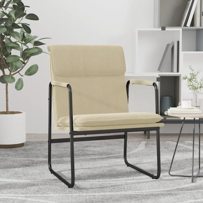 vidaXL - Loungestoel - 55x64x80 - cm - stof - crèmekleurig