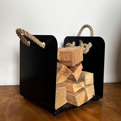 Magma draagbare houtopslag | zwart | staal | metaal | stevige houtmand |