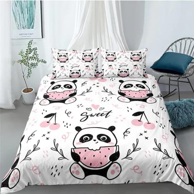Cartoon Schattige Panda Beddengoed Collecties Kind Kinderen Dekbedovertrekken Jongens Creatief Bed Dekbedovertrek Met Kussensloop Voor Tieners King Size Beddengoed Collectie EU single(135x200cm)