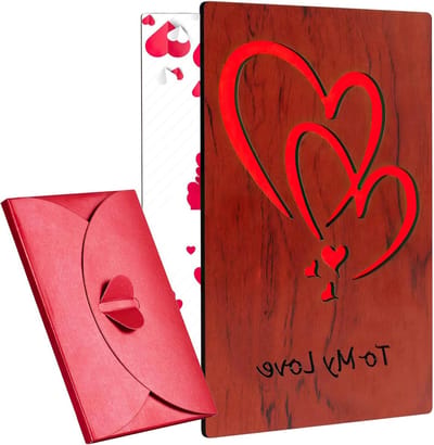 Houten Valentijnskaart voor Mijn Liefde - Unieke Groetkaarten met Handgemaakte Envelop voor Verjaardag, Huwelijk en Moederdag Geschenken