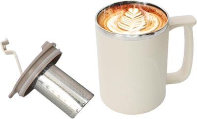 Duurzame RVS Isolerende Koffiekop 500ml met Deksel en Theefilter, Herbruikbare Lekvrije Reisbeker voor Koffie, Thee en Dranken Warm of Koud