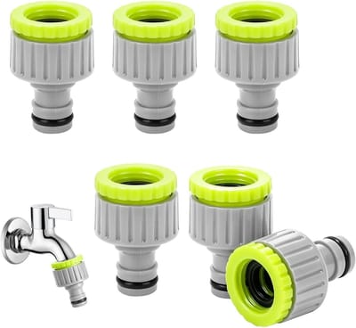 Kraanadapter set van 6 stuks voor tuinslang 3/4 inch en 1/2 inch, ideaal voor irrigatie en slangaansluitingen