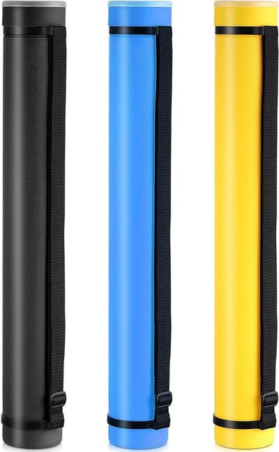 Uitschuifbare Posterbuizen - Documentenopslagbuis Verzendkoker - Kunst Transport - Uitschuifbaar met Draagriem - 61-106 cm - Geel Blauw Zwart
