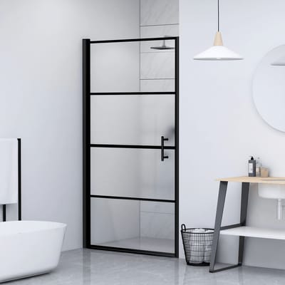 vidaXL - Douchedeur - halfmat - 91x195 - cm - gehard - glas - zwart
