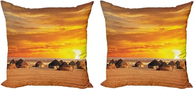 ABAKUHAUS Afrikaanse kussenhoes set (2 stuks), liggend, 45 cm, oranje