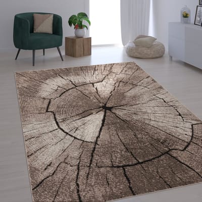Paco Home Elegant Designervloerkleed Woonkamer Houtstam Boom-Look Natuurlijk Grijs/Bruin/Beige 80x150 cm