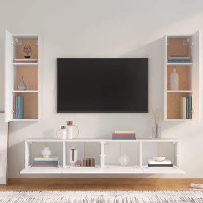 vidaXL - 4-delige - Tv-meubelset - bewerkt - hout - wit