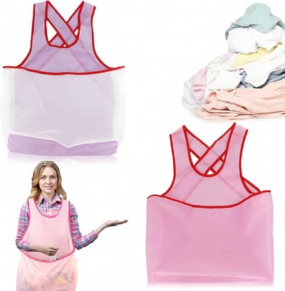 Set van 2 Was Schorten met Pocket - Waterdicht, Oxford Stof, Ideaal voor Organisatie van Wasgoed, Roze en Paars, One Size