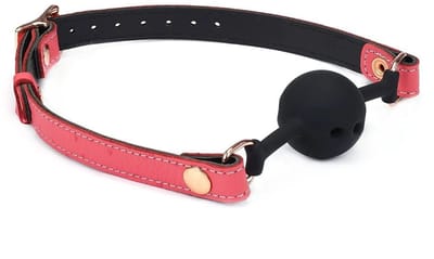 Liebe Seele - Angel's Kiss Leren Ball Gag - Luxe En exclusief ontwerp - Roze/Zwart/Rosé Goud