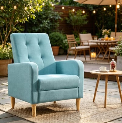 STILVORA Fauteuil 68 x 90,5 x 73,5 cm - Comfortabele Leesstoel Met Hoge Rugleuning - Voor Woonkamer En Slaapkamer - Linnen Blauw