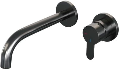 Brauer Gunmetal Edition Inbouw Wastafelmengkraan met Gebogen Uitloop en Rozetten Model D1 Gunmetal Geborsteld PVD
