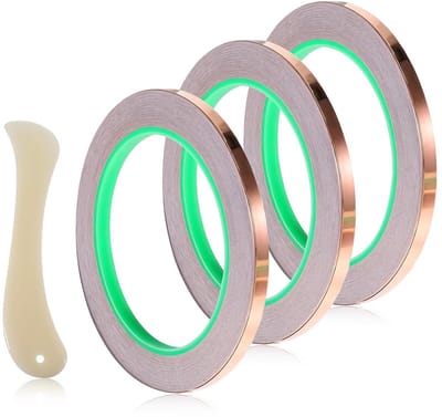 Allecto Plus - Zelfklevende kopertape voor elektrische reparatie en knutselen - 3 rollen x 20 m x 6 mm met schraper