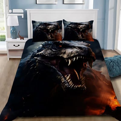 Heet J-Jurassic Dinosaurus Park Wereld Dekbedovertrek Kussensloop Dinosaurus Beddengoed Set Volwassen Jongen Meisje Slaapkamer Decoratie Enkel Dubbel EU Single(135*200cm)3pcs
