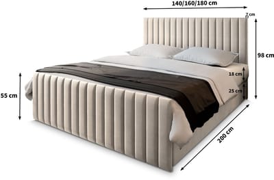 Boxspring ARION 160x200 cm met matras en topper, bedkasten - Bruin