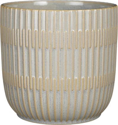Mica Decorations Plantenpot/bloempot - keramiek - lichtgrijs - D19/H18 cm