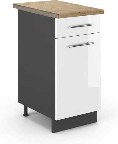 Vicco Fame-Line Keukenonderkast – 40 cm, WB Eik Wit Hoogglans