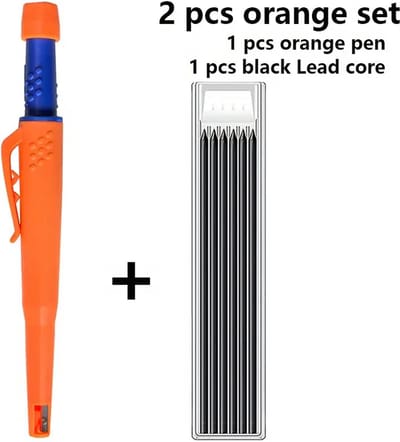 Mechanische Timmerman Potlood Set - Oranje - 1 Stuk Met Marker Vullingen En Puntenslijper - Diepe Markering Voor Hout, Metaal En Beton