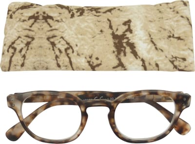 Lilly&June Leesbril Donkerbruin Havana +1 - Met Beige Marmer Etui